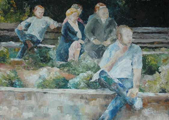 Wartende Menschenmenge