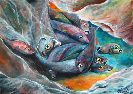 Gestrter Fischschwarm